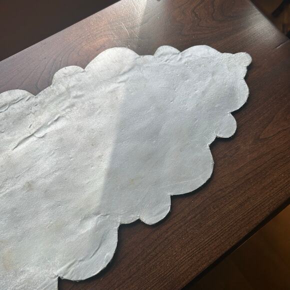 Pier 1 Hand Beaded Table Runner White Silver Luxury Tableware 12x39” - Picture 15 of 16